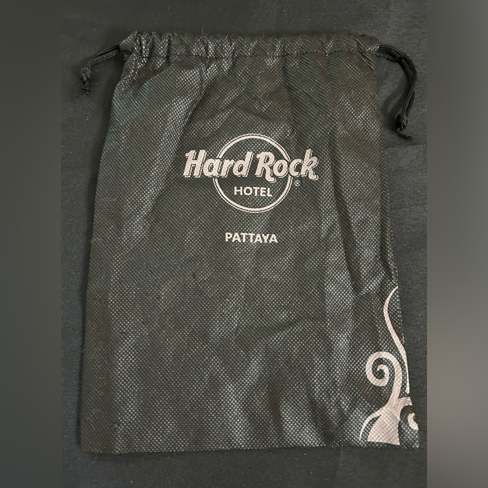 Hard Rock Cafe Pattaya Black Drawstring T-Shirt Bag